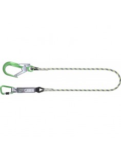 Longe en corde tressée 2 m avec absorbeur d’énergie et 2 connecteurs aluminium verts