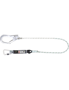 Longe en corde tressée avec absorbeur d’énergie et connecteurs aluminium, lg. 1,50 m