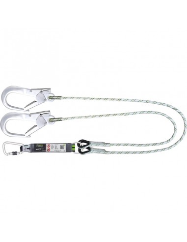 Longe fourche en corde tressée avec absorbeur d’énergie et connecteurs aluminium, lg. 1,50 m